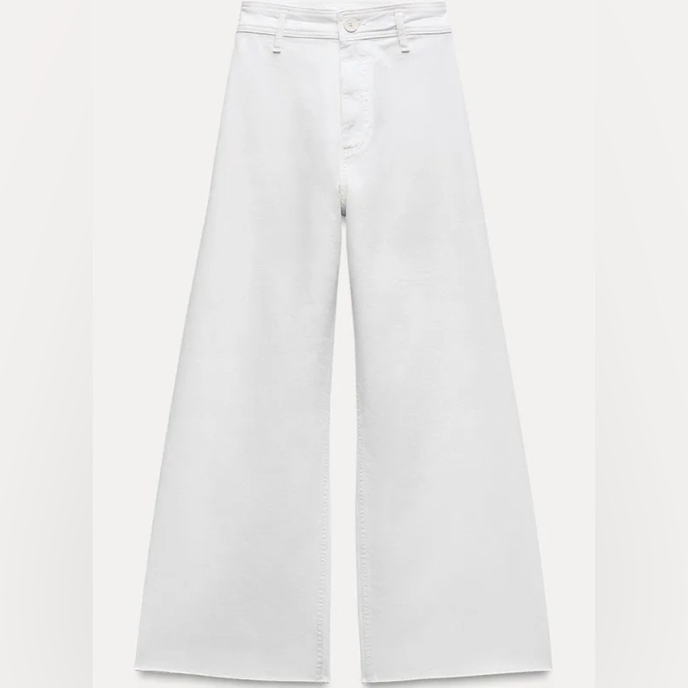 Zara MARINE STRAIGHT HIGH RISE JEANS IN WHITE